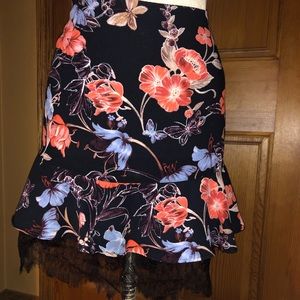 Floral and lace skirt